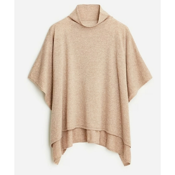 37. J.Crew Cashmere-merino wool blend mockneck poncho - Picture 1 of 4